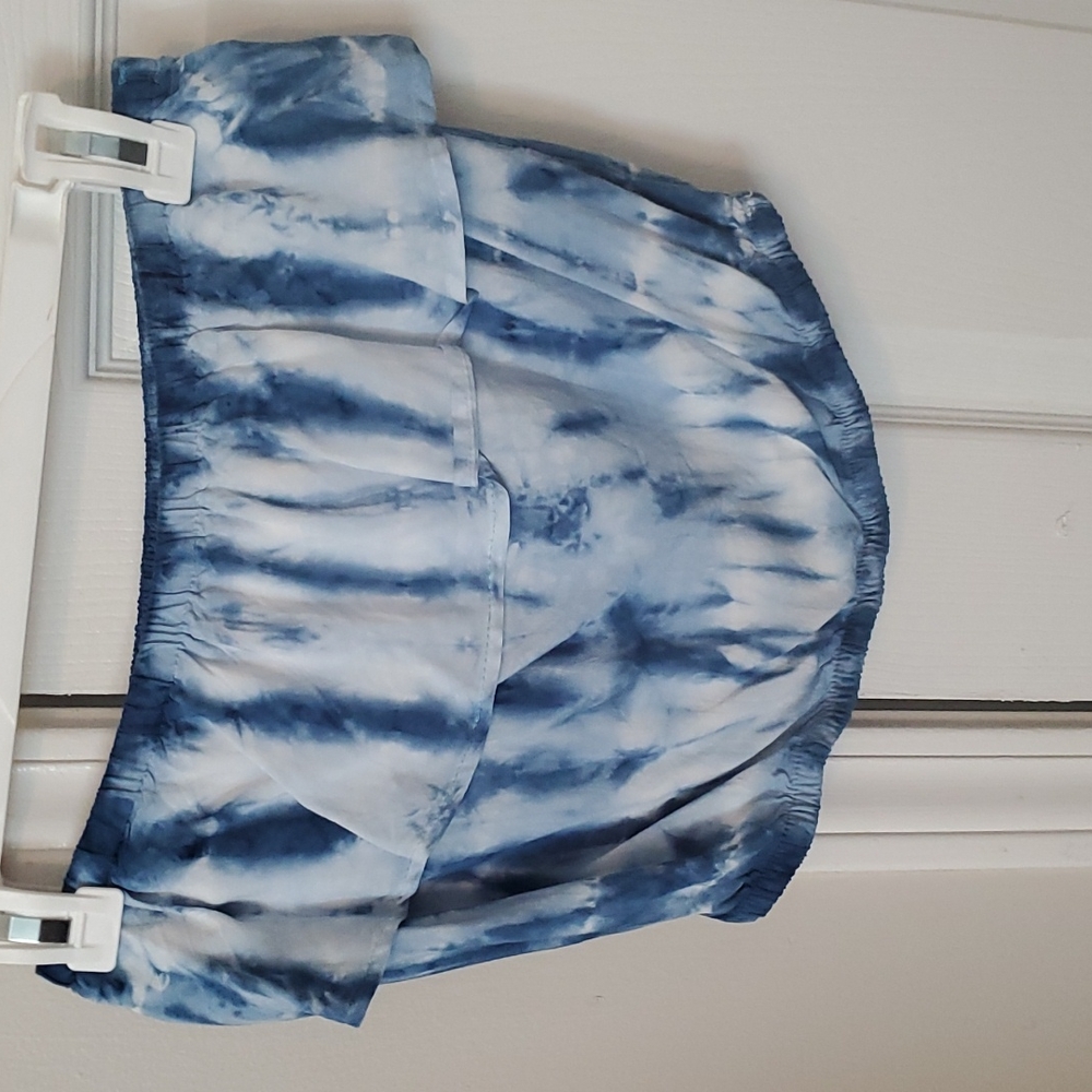 Size Small. Blue Tie-Dye. Cropped Tube Top.
